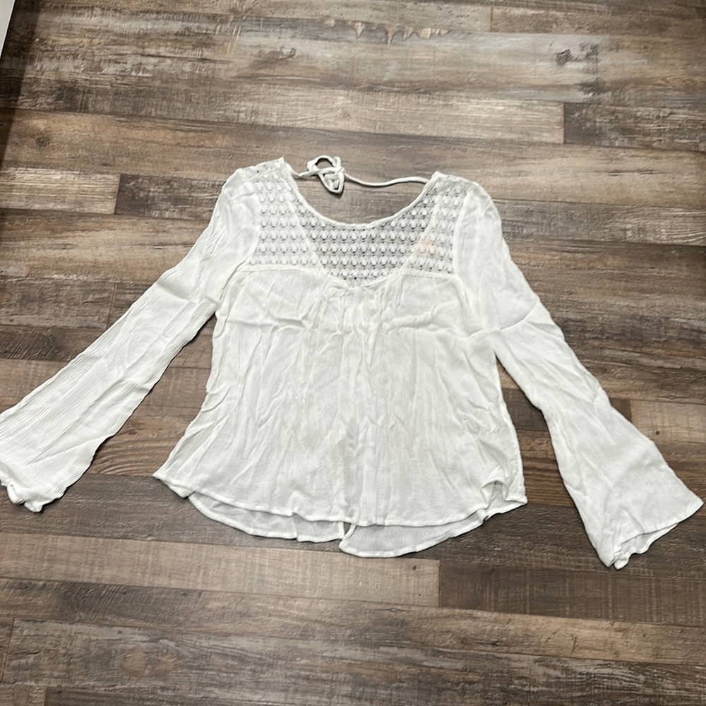 Pixley • white bell sleeve crepe top